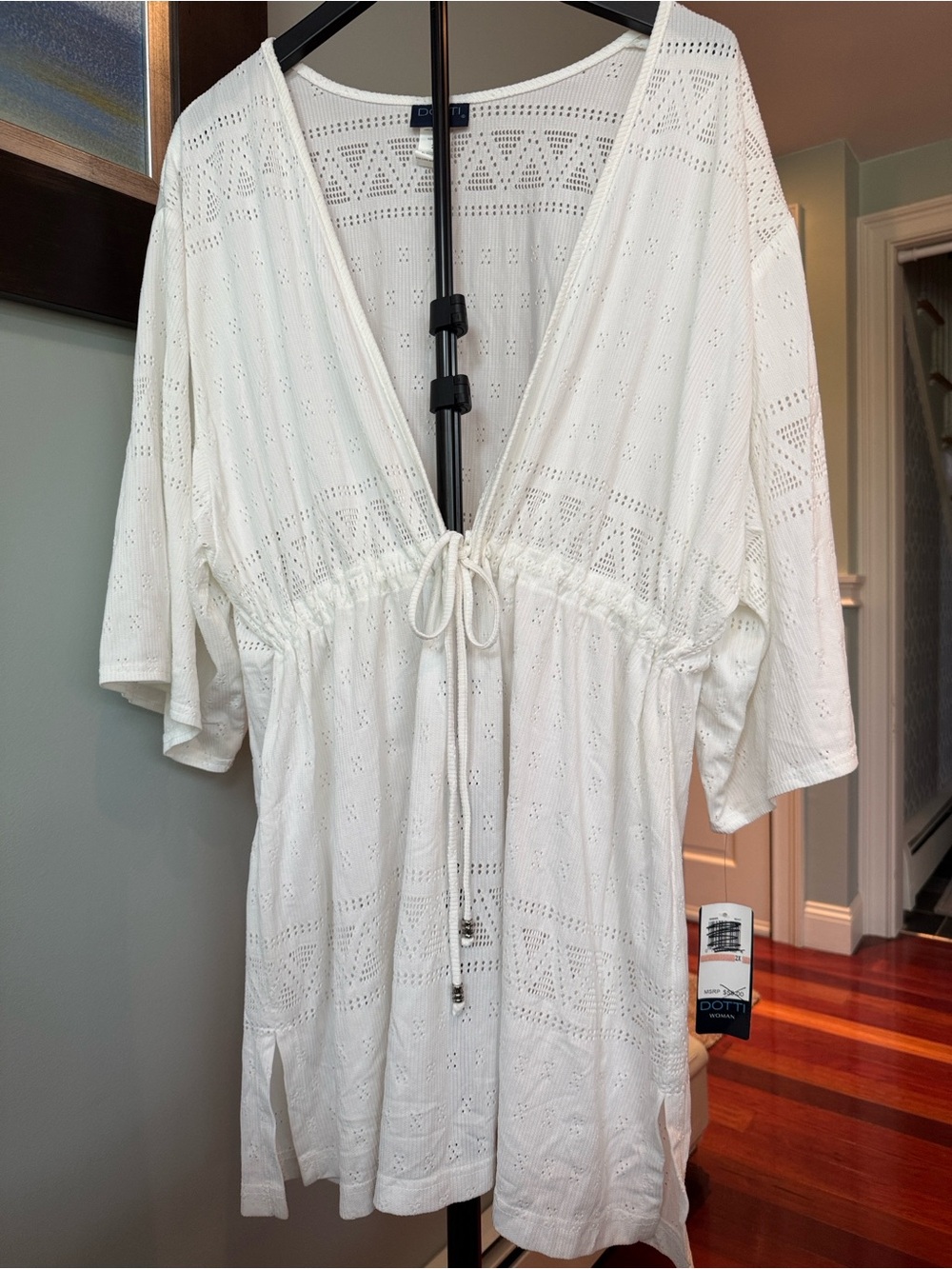 White Eyelet Swim Cover-Up with Drawstring Waist Dottie Woman NWT